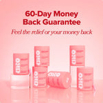  Multiple URO Vaginal Probiotic bottles displayed with a 60-day money-back guarantee label, emphasizing the trust and effectiveness in supporting vaginal health.