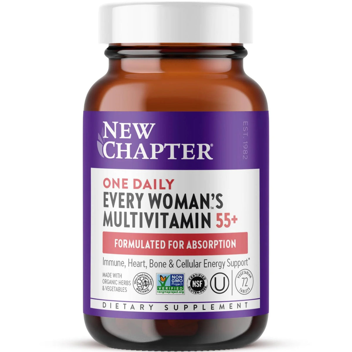 New Chapter Every Woman's One Daily 55+ Multivitamin 72 vegetarian tablets bottle