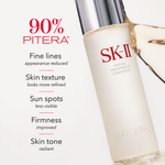 Visual showing the 90 percent improvement in skin hydration and radiance reported by users of SK-II PITERA Facial Treatment Essence.