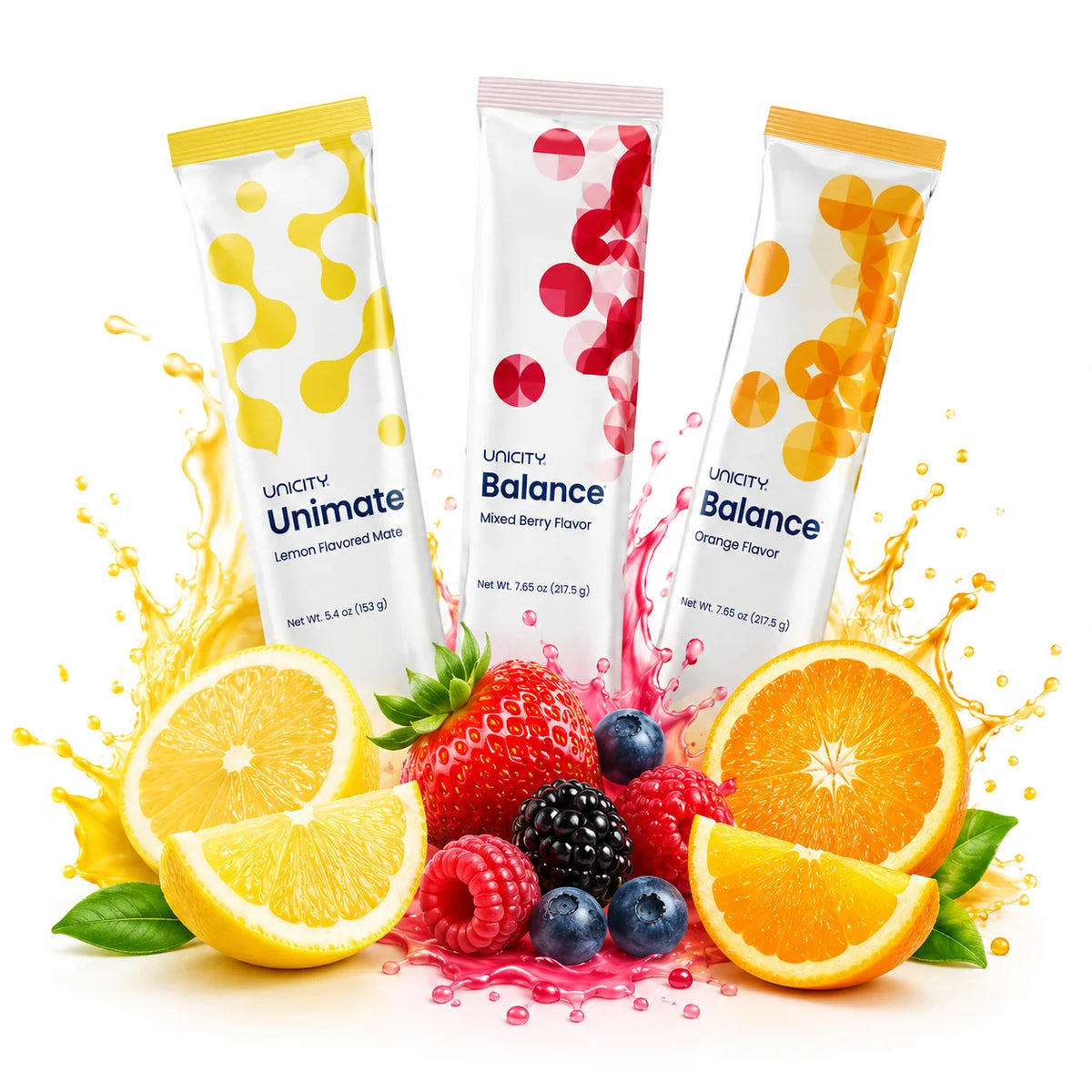 Unicity Balance Orange Lemon and Mixed Berry Flavours 3  Packs