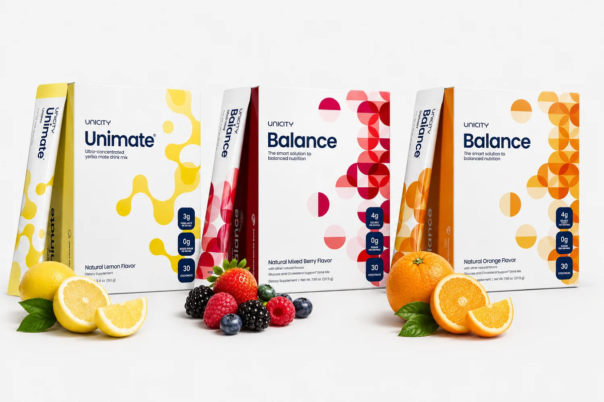 Unicity Balance Orange Lemon and Mixed Berry Flavours 3  Packs