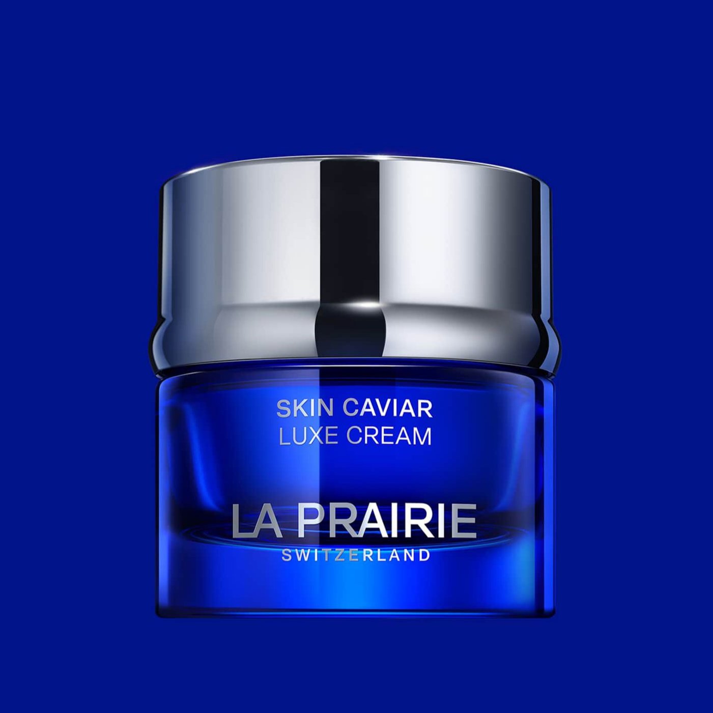 La Prairie Skin Caviar Luxe Cream front view showcasing the luxurious jar with gold detailing. This high-end anti-aging moisturizer features caviar extract for deep hydration and firming benefits, perfect for a youthful glow.