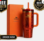 Stanley x Kahu 40oz Limited Edition Engraved Tumbler in Burnt Orange with Gold Pineapple Lid