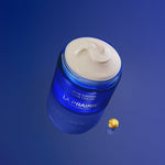 Wide view of La Prairie Skin Caviar Luxe Cream in its luxurious jar. This high-end cream provides deep hydration and anti-aging benefits with caviar extract, promoting skin firmness and a youthful appearance