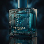Versace Eros EDT bottle close-up moody editorial