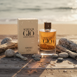 Acqua di Gio Absolu lifestyle flat lay with ocean elements