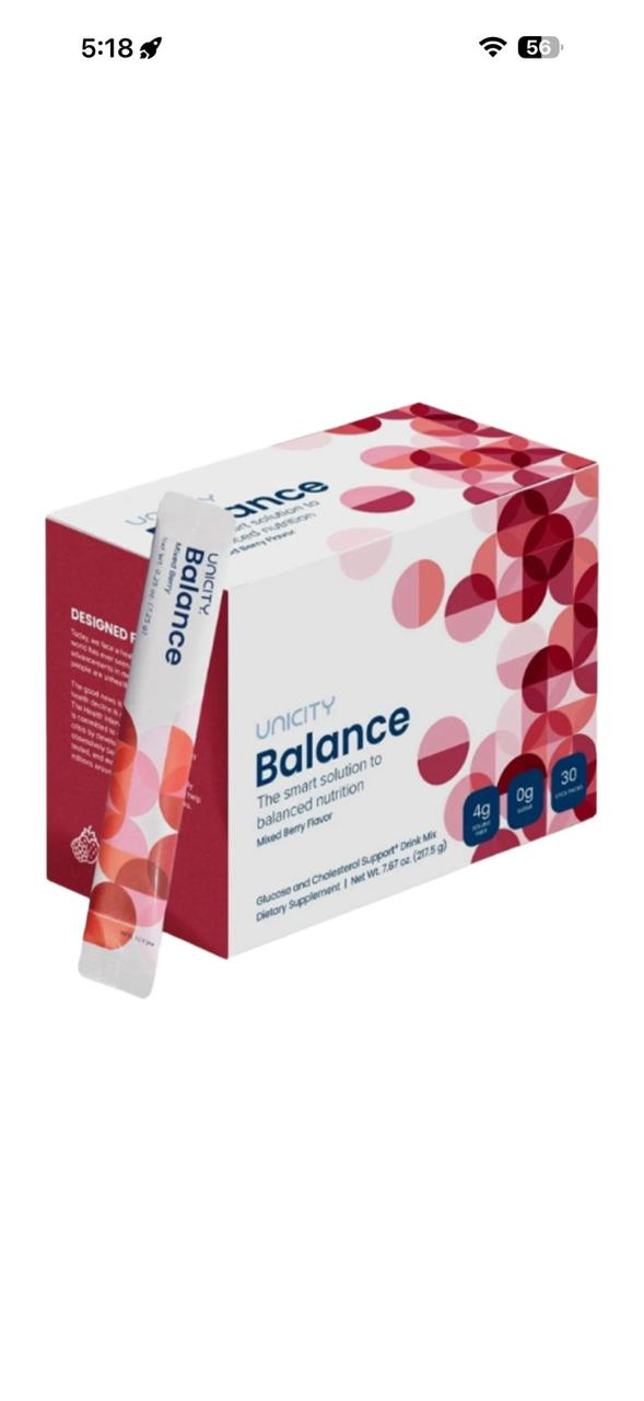 Unicity Balance Mixed Berry Glucose and Cholesterol Support Drink Mix 30 Stick Packs