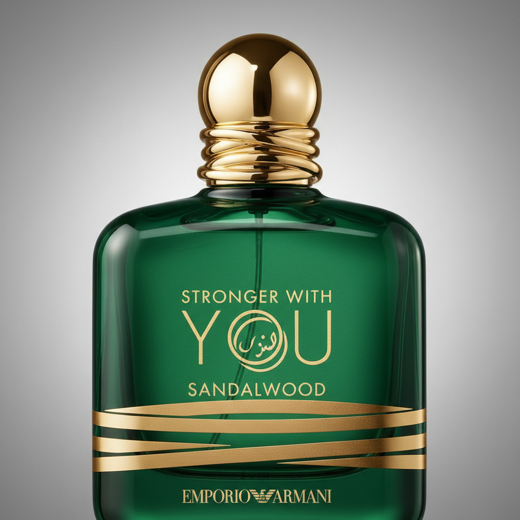 Emporio Armani Stronger With You Sandalwood bottle close-up