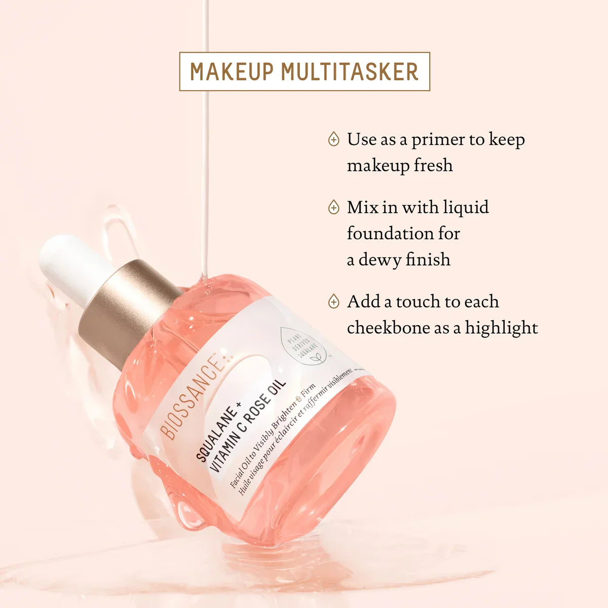 Biossance Squalane + Vitamin C Rose Oil Usage