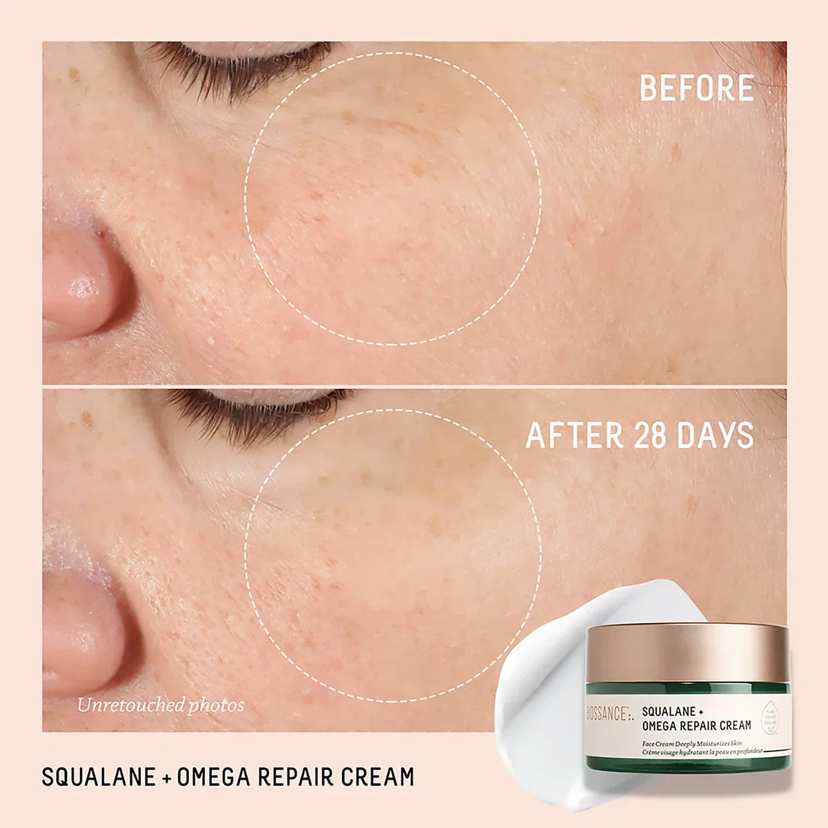 Biossance Squalane + Omega Repair Cream Before and After Results