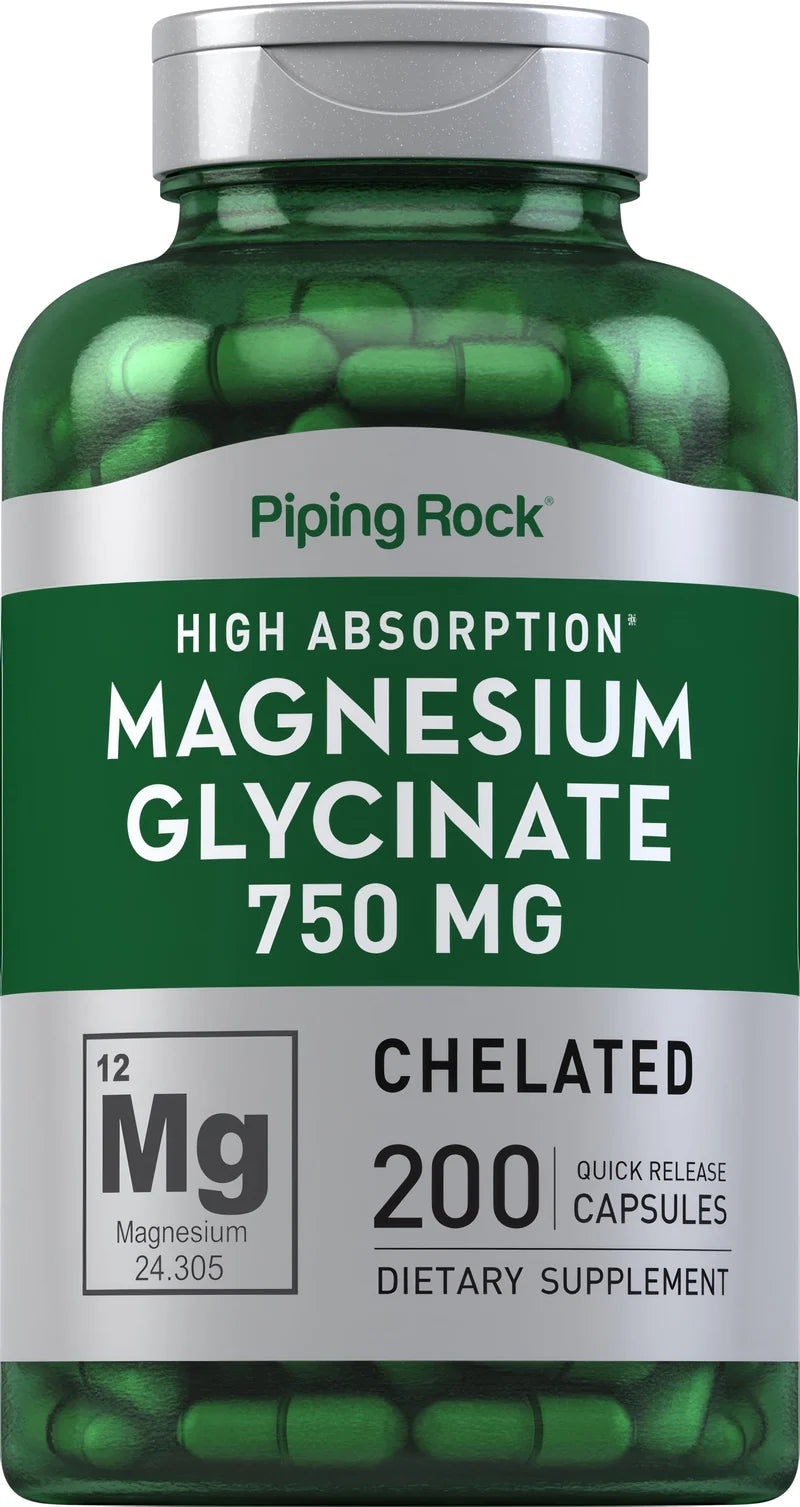 Chelated Magnesium Glycinate Supplement 750 mg | 200 Capsules